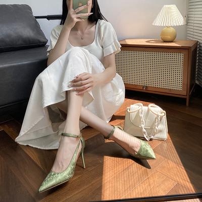 Новый с юбкой, на высоких каблуках, ципао, острый носок, тонкий каблук, сумка-голова, слово с сандалиями, женщины