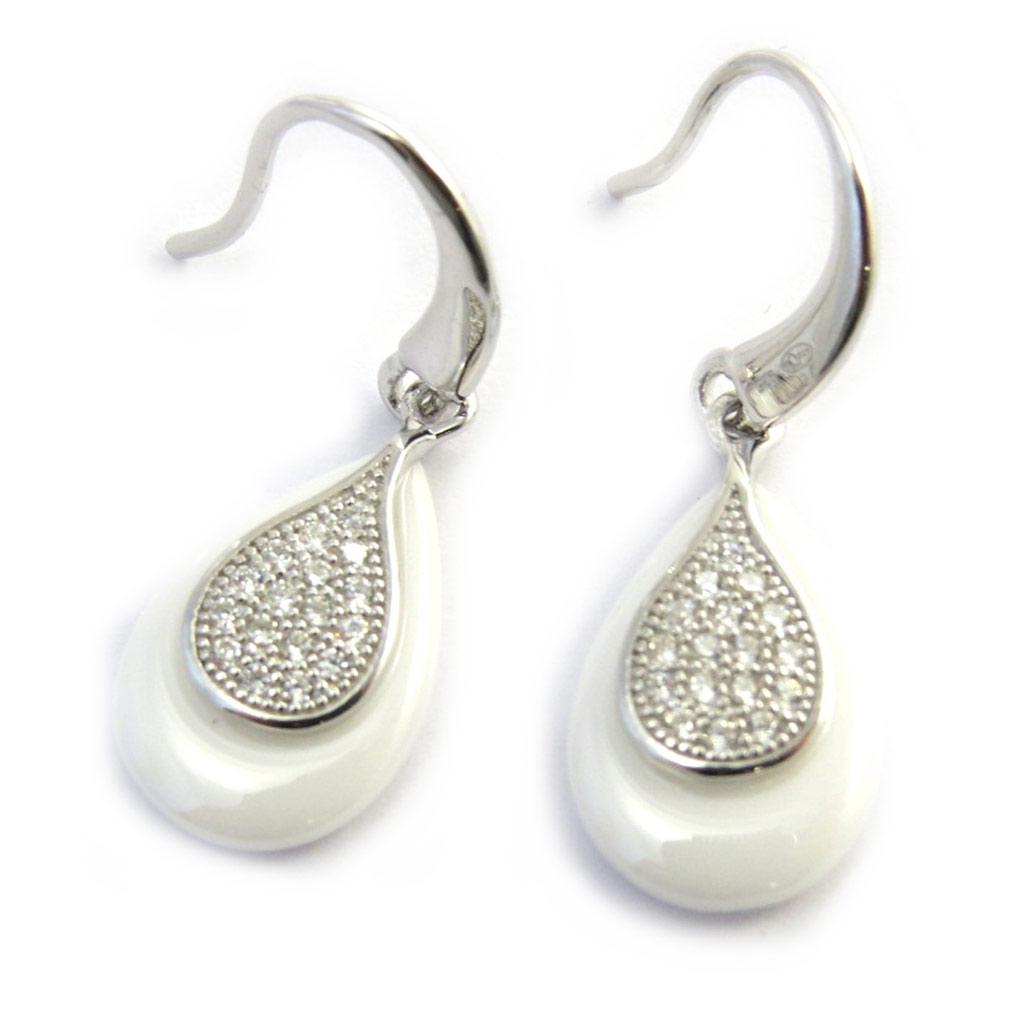 Les Trésors De Lily [N3026] - Серьги серебряные "Сисси" серебро белое (керамика)