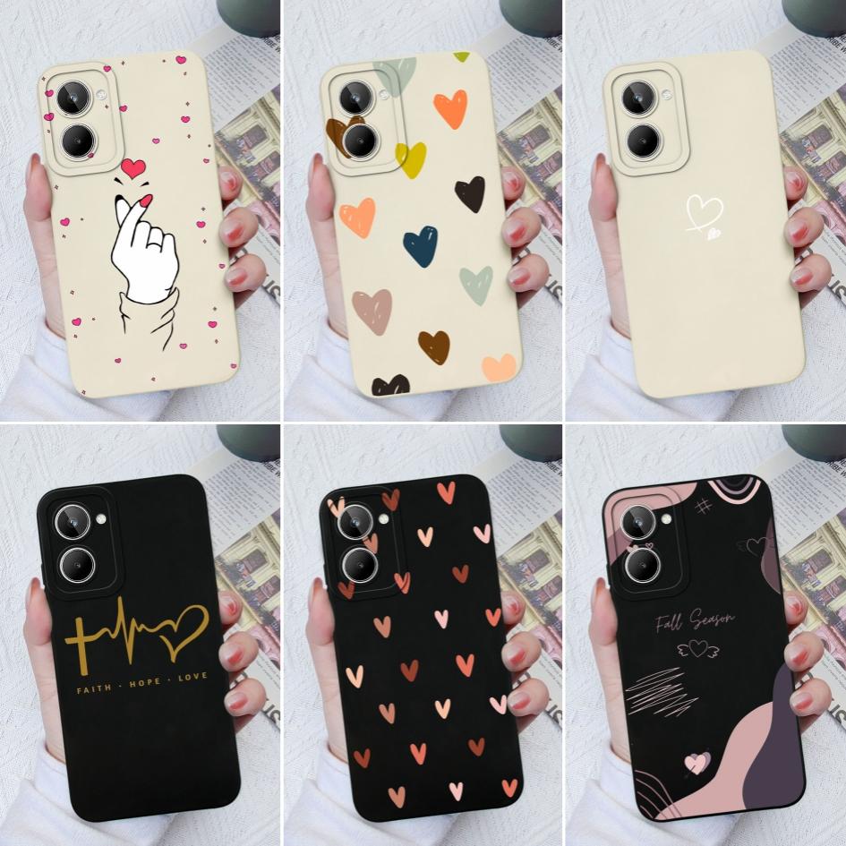 Чехлы с сердечками для OPPO Realme 5 6 7 8 9 10 Pro Pro + 5S 5i 6i Square Liquid, мягкий противоударный чехол для телефона, чехол для пары для OPPO Realme Fundas Coque