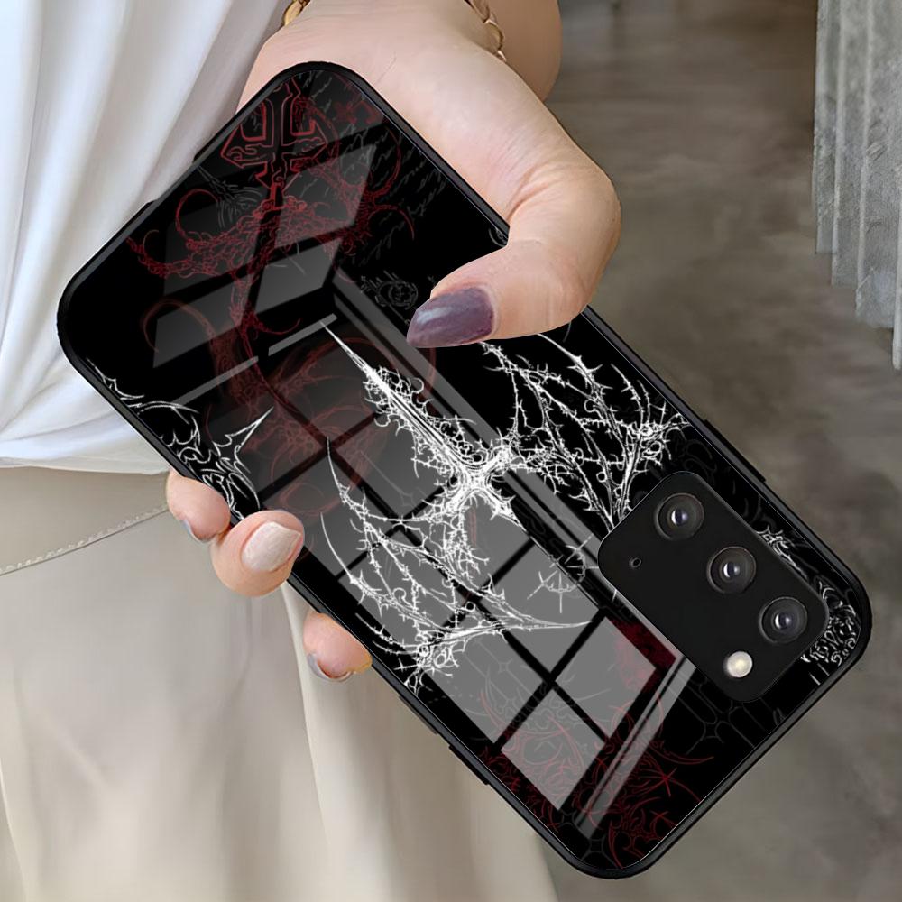 Чехол для телефона C-Cyber Sigil для Samsung S26 S25 S24 FE S23 S22 S21 Plus S20 Ultra Note20Ultra Черная стеклянная крышка
