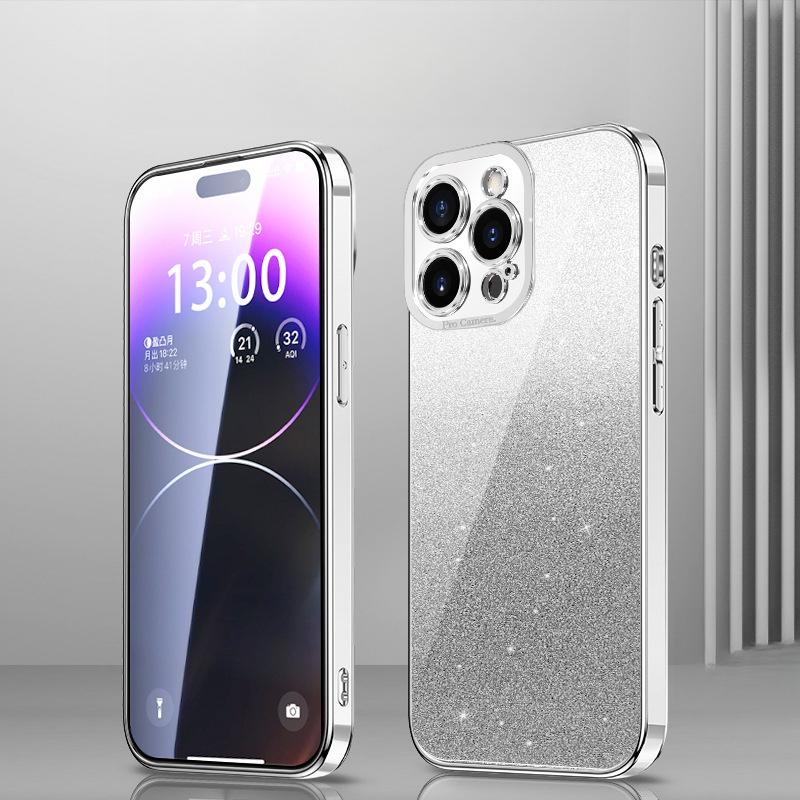 Подходит для iPhone16Pro Градиентный блестящий чехол для телефона Apple 15 Гальванизированные «Ангельские глазки» 14 Полностью закрывающий ТПУ защитный чехол