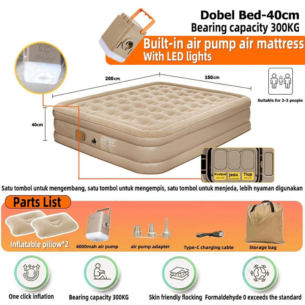 Надувной матрас для улицы, портативный очень большой надувной матрас с электрическим воздушным насосом, портативный утолщенный напольный надувной матрас