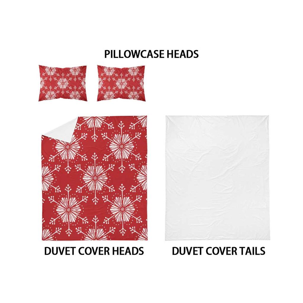 3 предмета Рождественский красный комплект постельного белья без наволочек с принтом снежинок, мягкий и удобный, несколько размеров, для общежития, спальни, машинная стирка