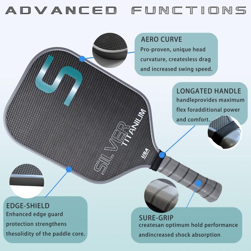 Titanium Wire Textured Matte Pickleball Paddle With High Power Superior Grip Indoor Outdoor Play