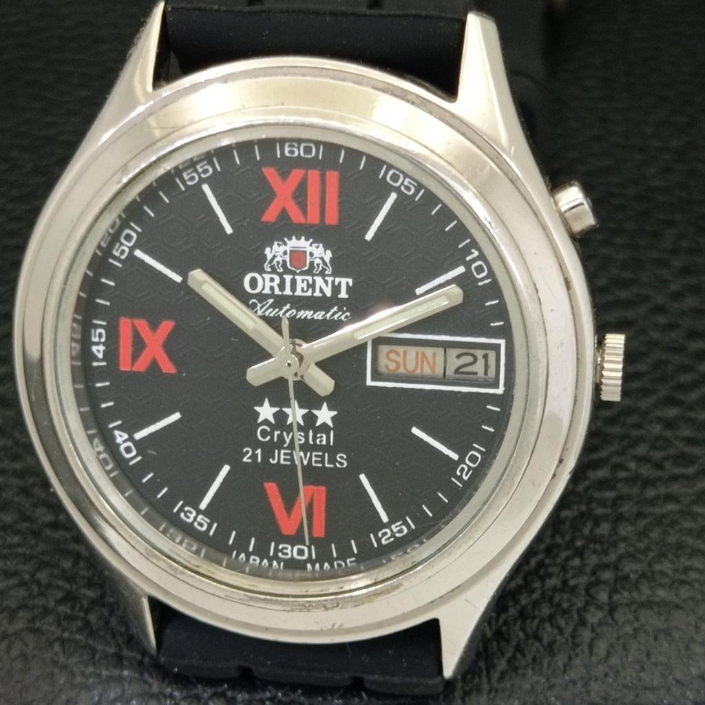 АВТОМАТИЧЕСКИЕ МУЖСКИЕ ЧАСЫ ORIENT CRYSTAL 46941 JAPAN DAY&DATE С ЧЕРНЫМ ЦИФЕРБЛАТОМ a431936-2 R109-a431936