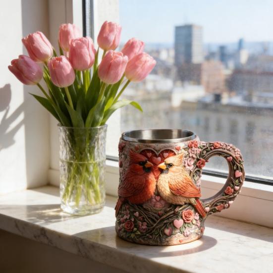 3D-резная животная кружка из смолы, ручной работы, с внутренней частью из нержавеющей стали, кофейная чашка с двойными стенками, подарок для любителей животных