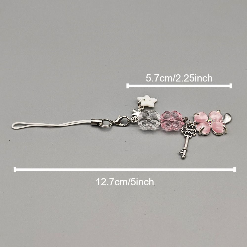 Четырехлистная цепочка для телефона с бусинами, красочный брелок, подвеска в виде листьев клевера, подвесное украшение