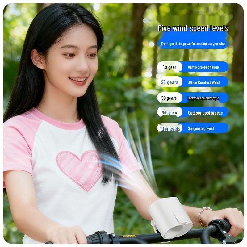 Portable USB Rechargeable Hanging Waist Fan with Umbrella Clip, High-Speed Turbine, and Adjustable Speeds