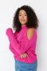 Women's Fashion New Plus Big Size Sweater Pink Cut Out Detailed Knitwear Sweater