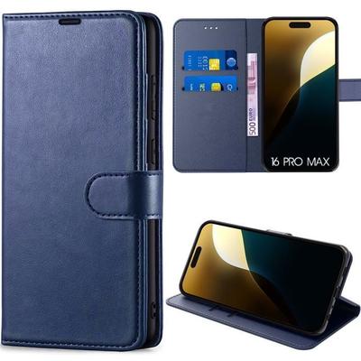 Чехол-кошелек - E.F.CONNECTION - для iPhone 16 Pro Max - Искусственная кожа - Ударопрочный - Темно-синий