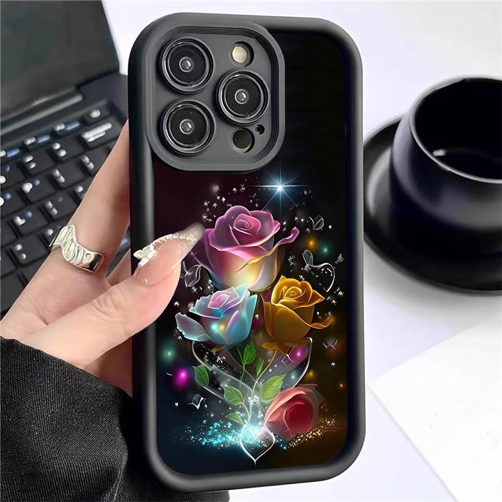Чехол для iPhone 15/16/17 с блестящим песком «Волшебный Алмаз» с черной канавкой и дизайном «Небесное Око»