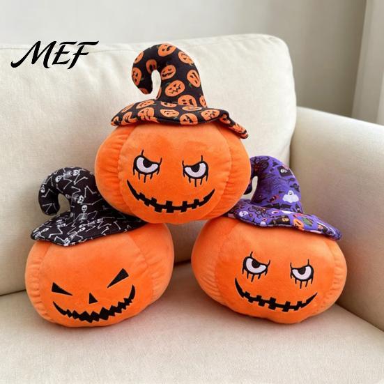 Halloween Party Decoration Props Pumpkin Plush Toy, Cute Wizard Hat Stuffed Animal Pillow for Small Display Sofa Bed, Spooky Home Decor Ornament