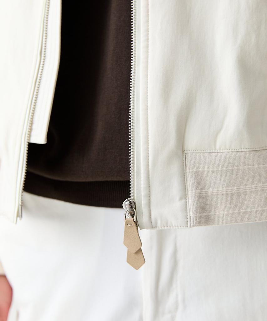 Man On The Boon Cotton Silk Zip-Up Bomber Jacket_Ivory 4714109003
