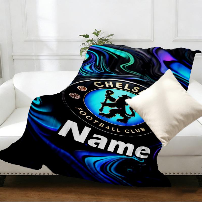 Custom Name Personalized football club F.C Print Blankets, Home Decor, Bedroom, Sofa, Camping, Couch, Gifts for Birthday Christmas