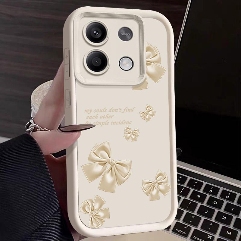 Мягкий матовый чехол TPU с принтом банта для Xiaomi 14T Pro 13T Poco F6 X6 X5 Redmi 13C Note 13 12 Pro 11, однотонный ударопрочный защитный чехол для телефона