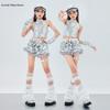 Hip Hop Girls Shiny Silver Crop Top Street Dance Sequin Shorts Kid K-pop Jazz Clothes Set Children Girl Group Streetwear Costume