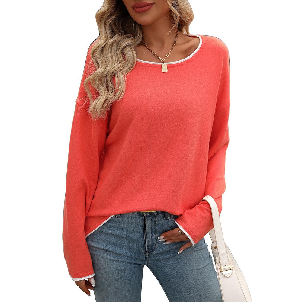 Women's Fashion Casual Spring Fall Solid Color Print Long Sleeve O-Neck Blouses & Shirts