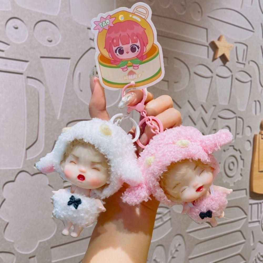 Soft Plush Doll Keychain Action Figure Doll Car Key Ring New Peach Ball Keychain Plush Toy