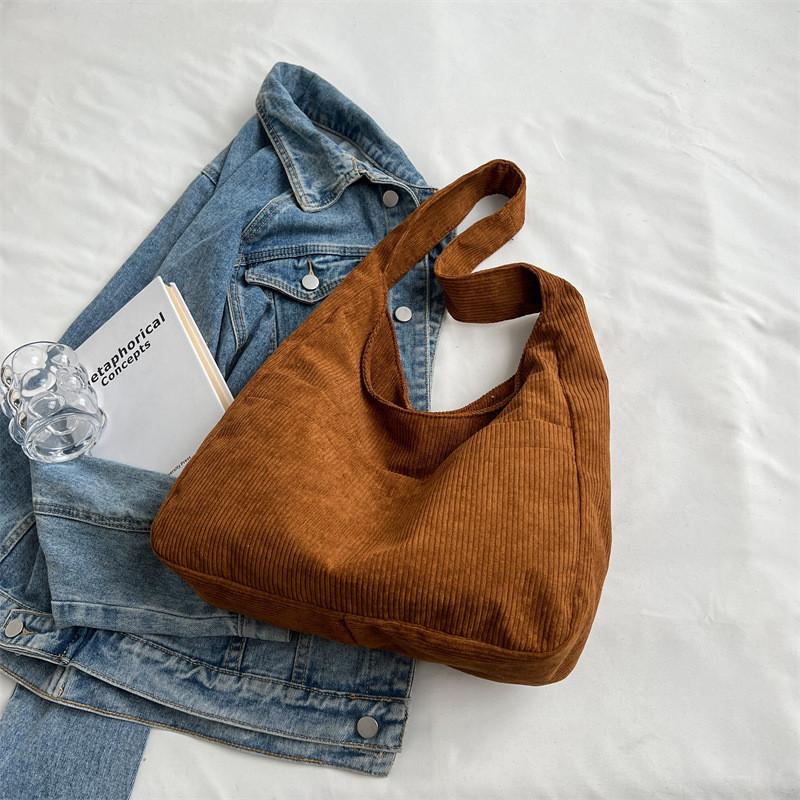Stylish Commuter Bag Autumn Winter 2022 New Korean Corduroy Tote Bag For Women