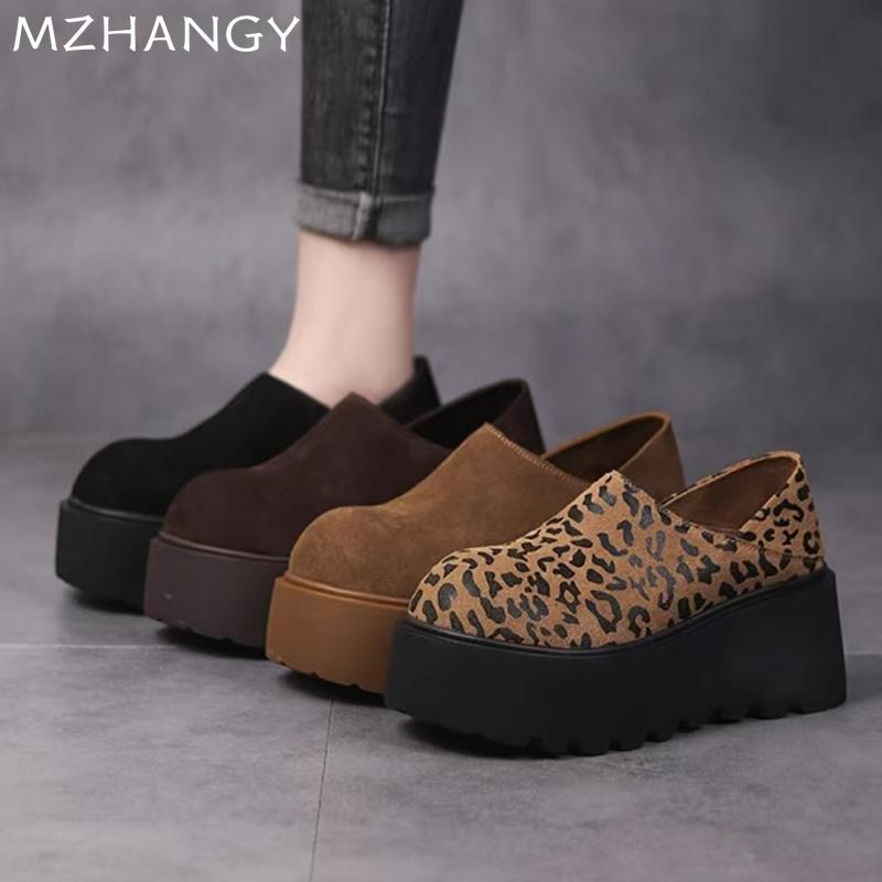 Модные женские туфли на платформе с леопардовым принтом, замшевые туфли на плоской подошве, повседневные кроссовки для женщин 2025 года, классическая спортивная обувь, новинка осени, Mujer Zapatos