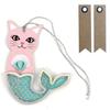 2 3D Shaker Tags Mermaid Cat + 20 Kraft Pennant Labels