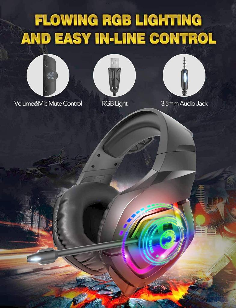 Comfortable Headset with 50mm Large For Remote and Long Hours of Comfortable Use Speaker, 7.1ch, Noise-canceling Microphone. Telework, ZOOM, Skype,