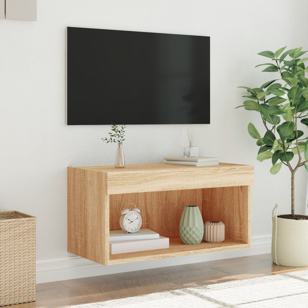 TV Cabinet with LED Lights Sonoma Oak Finish 60 x 30 x 30 cm