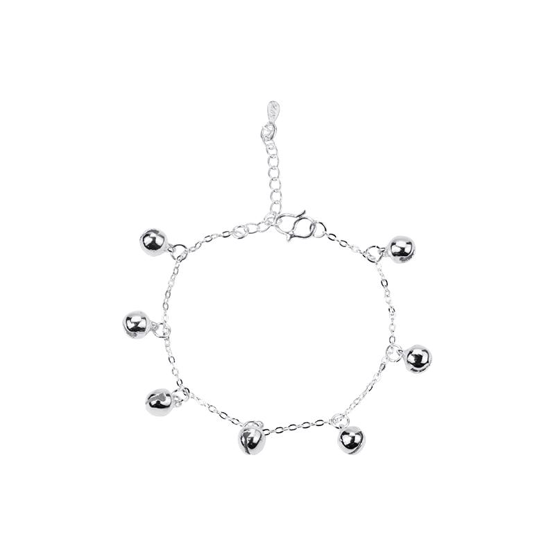 Серебряный браслет ручной работы: Модный корейский стиль с семью милыми колокольчиками — универсальные и стильные украшения для девочек