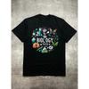 Men's Black T-shirt In 200 G Cotton, “BIOLOGY SQUAD” Motif with Biological Elements, Hot Stamped Print, Everyday Casual.