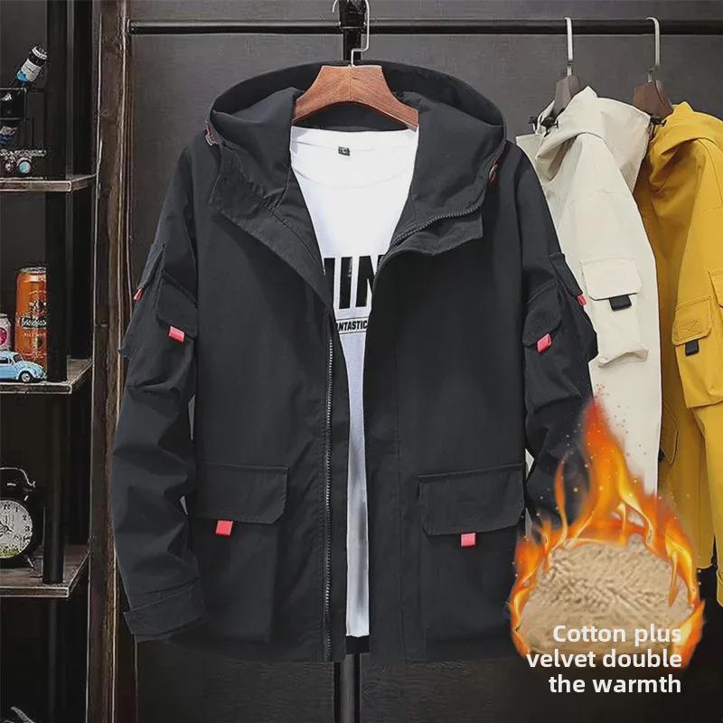 Мужская рабочая куртка с капюшоном больших размеров — свободный крой, молния, очень большой размер, выдерживает вес до 300 фунтов