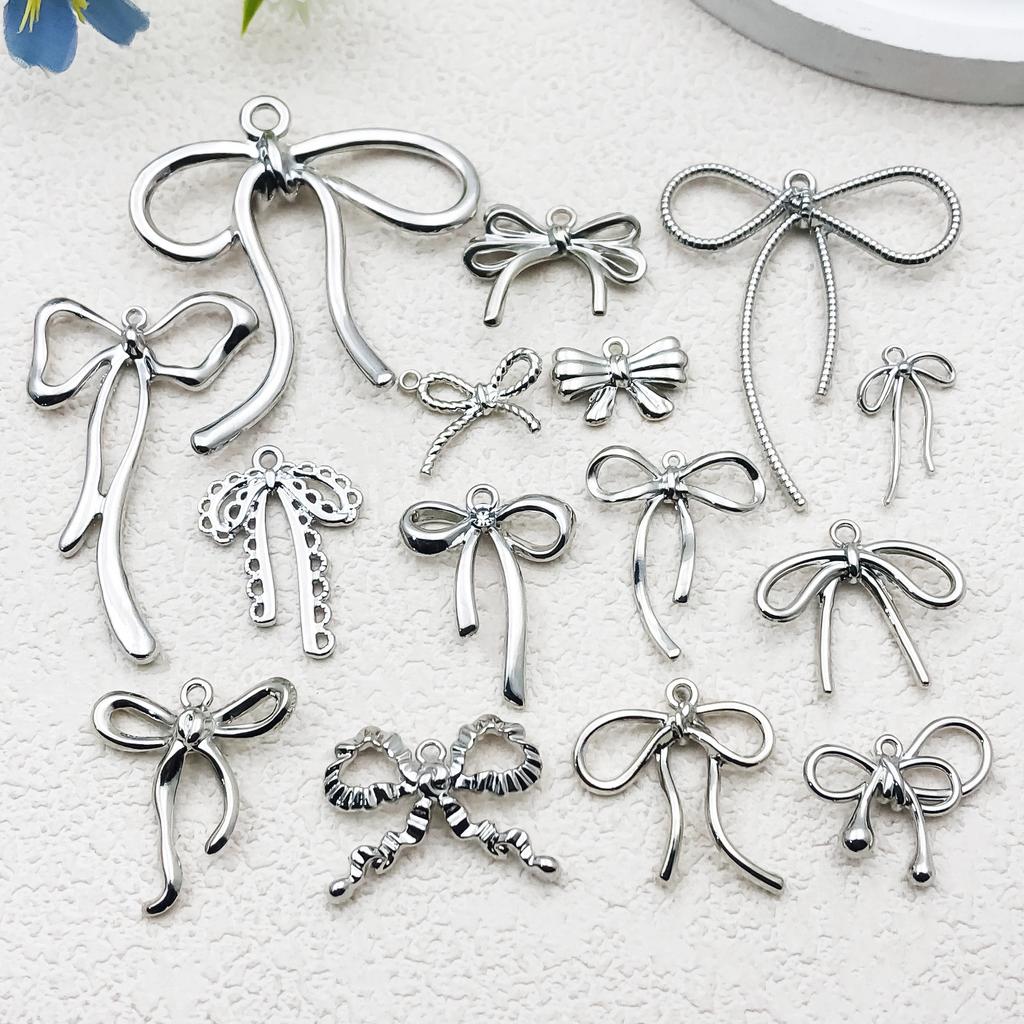 Подвесной покрытый металлом сохраняющий цвет самодельный бант полая подвеска кулон, ожерелье из сплава, браслет, серьги, ювелирные изделия ручной работы аксессуары