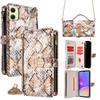 For Samsung Galaxy A05 4G Case Snake Skin Texture PU Leather Phone Wallet Cover with Shoulder Strap