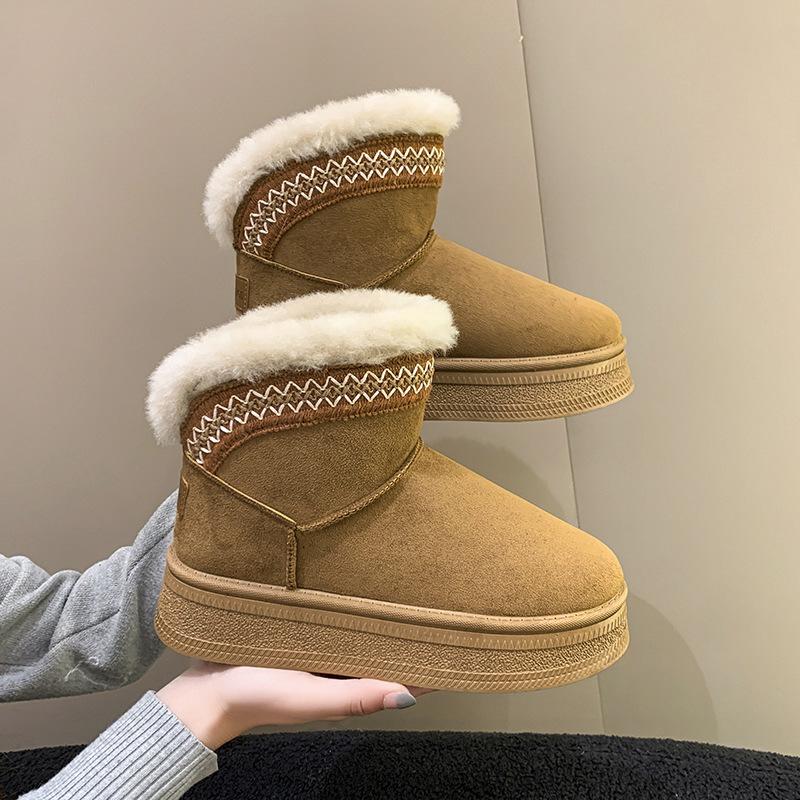 Заходите на фабрику внешней торговли для прямых продаж, зимние теплые меховые интегрированные сноубутсы, женская обувь, короткие хлопковые шерстяные ботинки, нескользящие