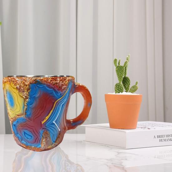 Кофейные кружки, искусственный хрусталь, минеральная кофейная кружка, 11 унций, смоляная чайная кружка для домашнего офиса, термокружка для питья из искусственного хрусталя, подарок для любителей кофе