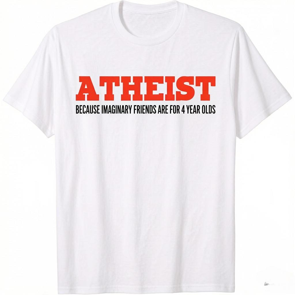 Unisexs Fun Atheist TShirt Bold Atheist Because Fantasy Friends Are Just Toys for YearOlds Slogan Heavyweight TShirt