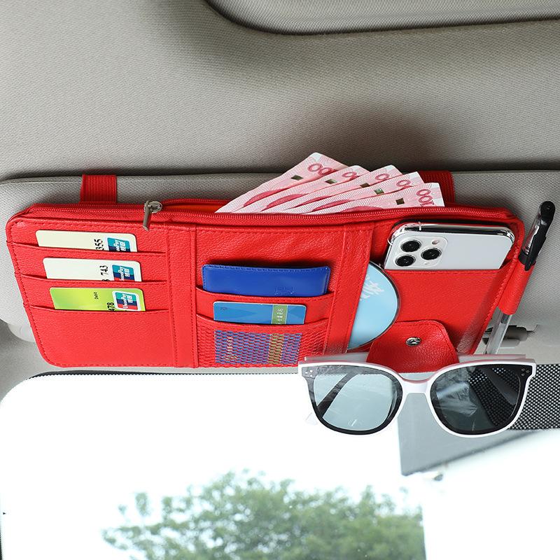 Car Sun Visor Storage Box Bill Pen Card Holder Dvd Organizer With Sunglasses Clip Stowing Tidying Car Accessories