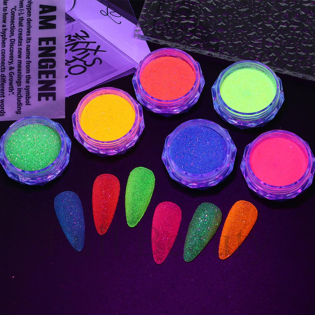 New fluorescent nail glitter gradual change luminous powder set nail decorative glitter