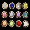 10Pcs Alloy Accessories Pearl Rhinestone Oval Flower Plate Diamond Buckle DIY Handmade Bridal Headgear Group Fan Accessories Material