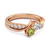 Peridot Twin Stone Pavé Ring - Sterling Silver Rose Gold Vermeil