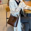 Real Oil Wax Leather Women's Bucket Bag Casual and Simple Handbag Large Capacity Ladies Cowhide Fashionable Crossbody Tote Bag