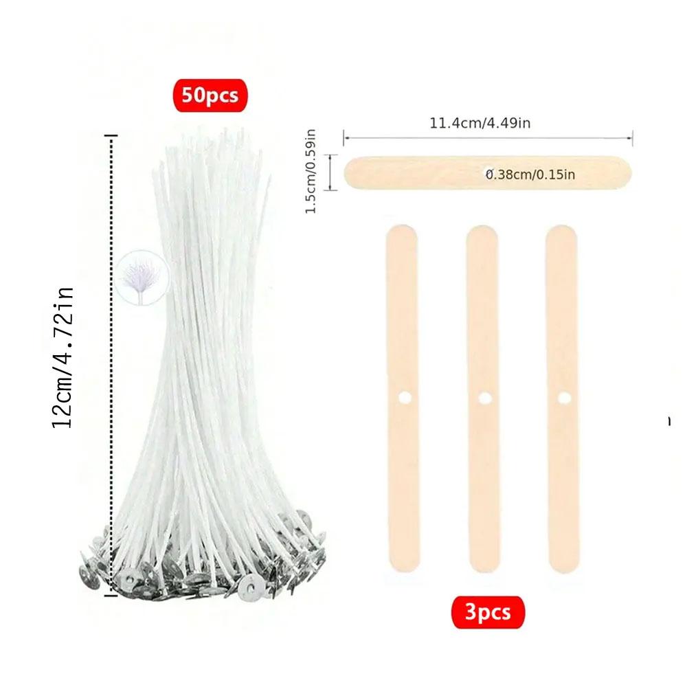 53 шт. держатель для фитилей для свечей, вощеный хлопковый фитиль, набор с подставкой, оригинальные бездымные фитили для свечей, соевое масло, восковая сердцевина, тканое изготовление