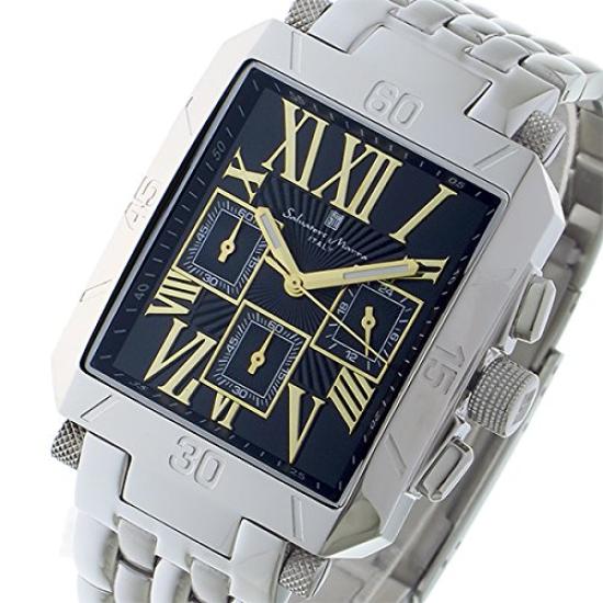 Salvatore Marra Chronograph Quartz Watch SM17117-SSBKGD Men's Black & Gold Analog Stainless Steel Case