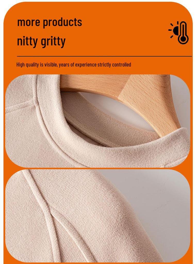 450g Thickened Cashmere Protein Raglan Sleeve Sweatshirt - Women's Warm Round Neck Top