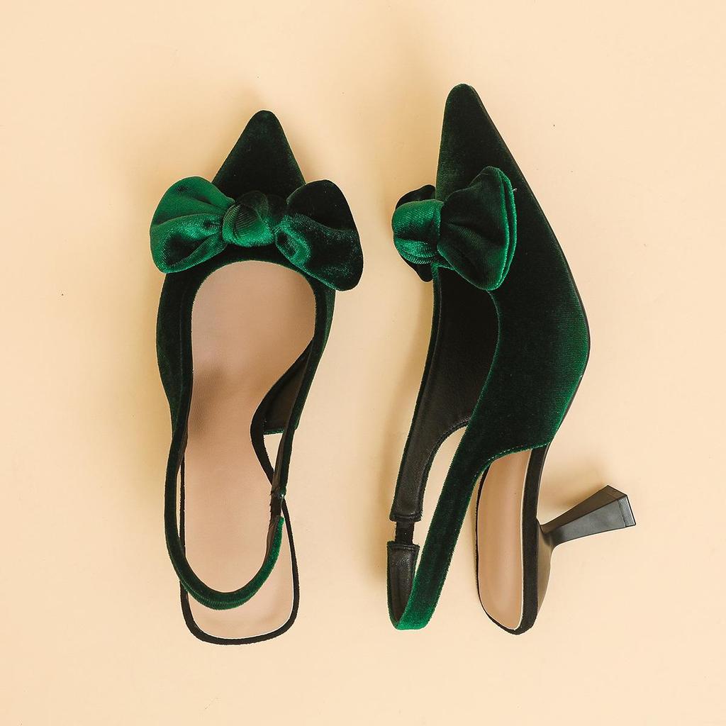 Женские босоножки большого размера на тонком каблуке с острым носком, летние повседневные босоножки на шпильке с бантом, однотонные туфли 36-42