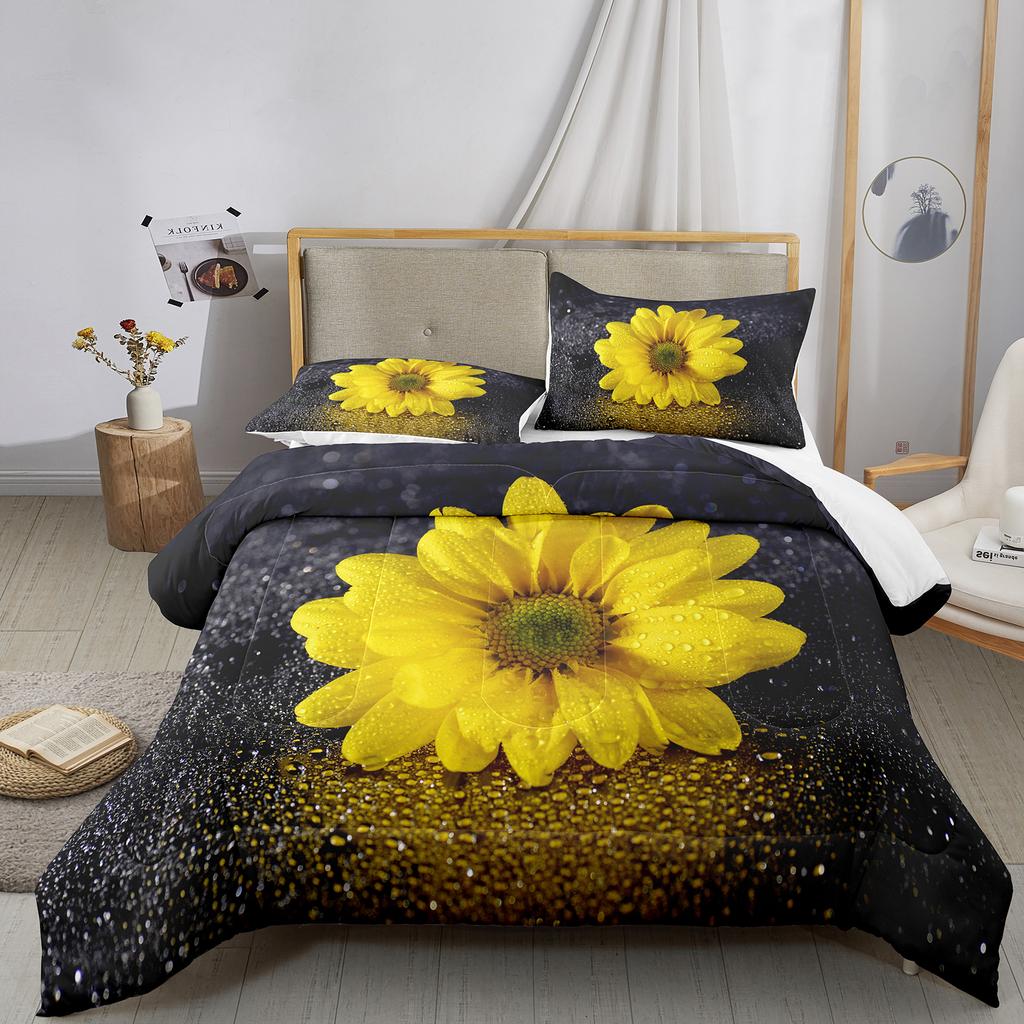 Комплект постельного белья Dream Sun Flowers Набор пододеяльников 3d Комплект постельного белья Цифровая печать Постельное белье размера Queen Модный дизайн