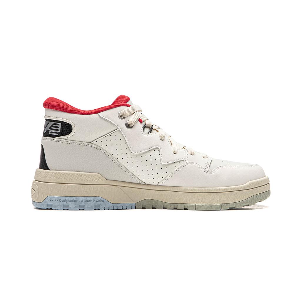 Li Ning Wave MID Abrasion Resistant, Lightweight, Balanced Mid top Skateboard Shoes Unisex White Gray AGCV265-1