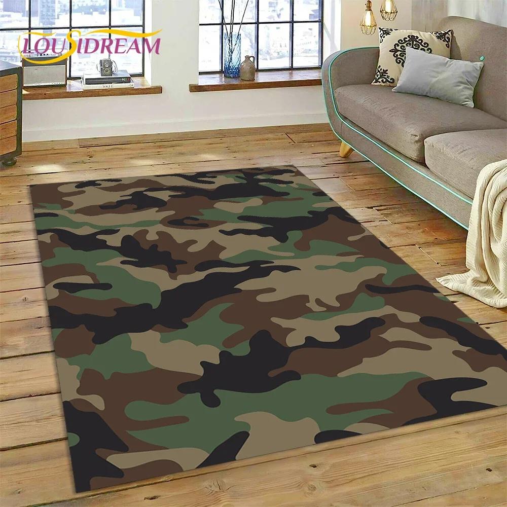 3D Colorful Camo Green Camouflage 2025 Style Carpet Rug for Living Room Bedroom Home Sofa Decoration Area Rug Non-slip Floor Mat