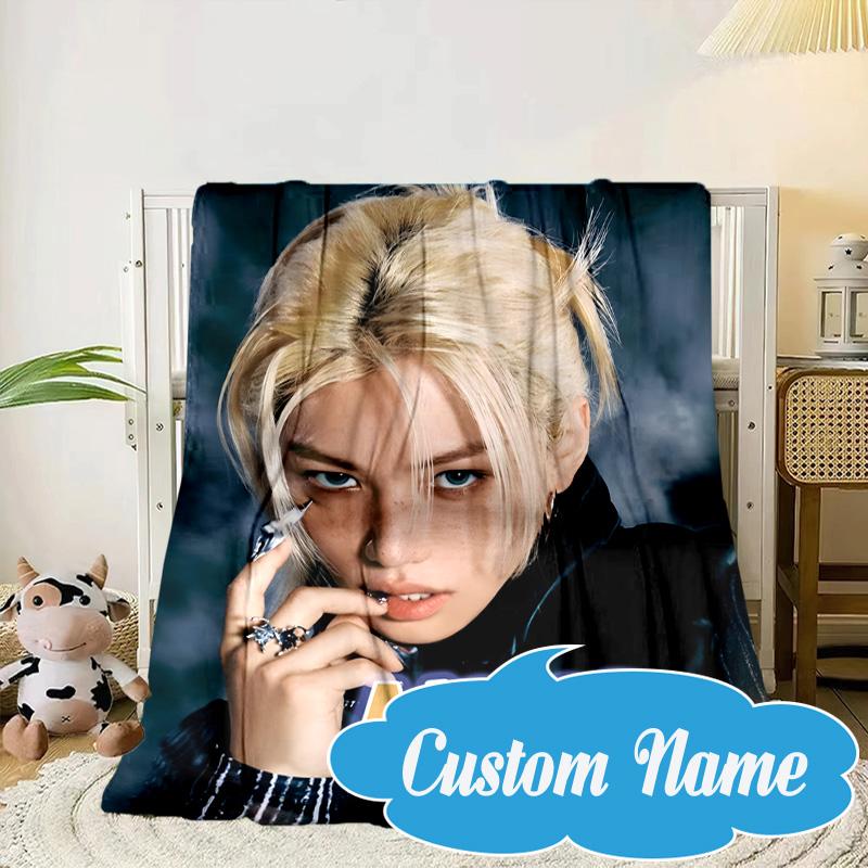 Custom Name K-pop Idol Collage Blanket bed sofa Blanket Flannel Blanket for Camping, Hiking, Picnic Essentials,gift for Fan family