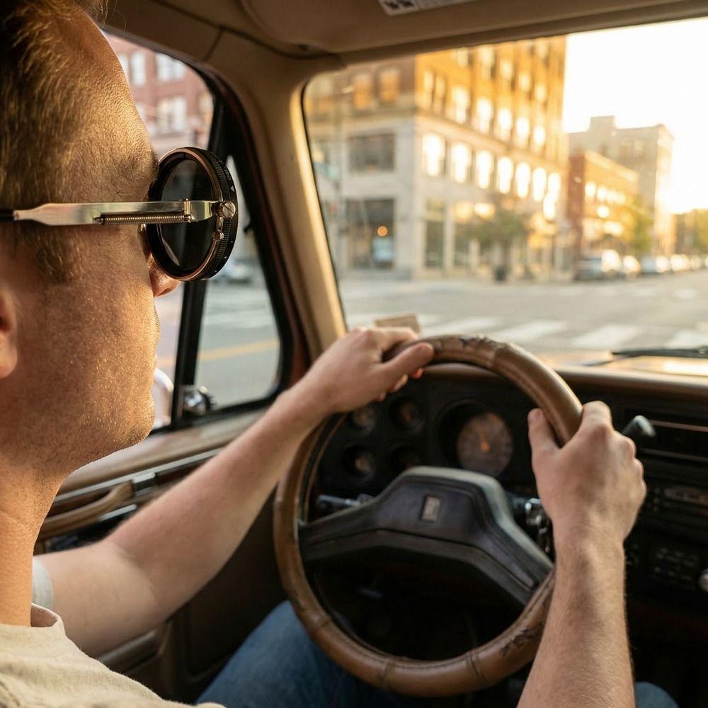 Manual Rotating Fishing Sunglasses Round Frame ND Filter Sunglasses  Driving