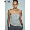 Zaprha 2025 Лето Новый французский стиль Чистое Желание Вечернее платье Серебряные пайетки Приталенный крой Топ-бандо Топ 1014802